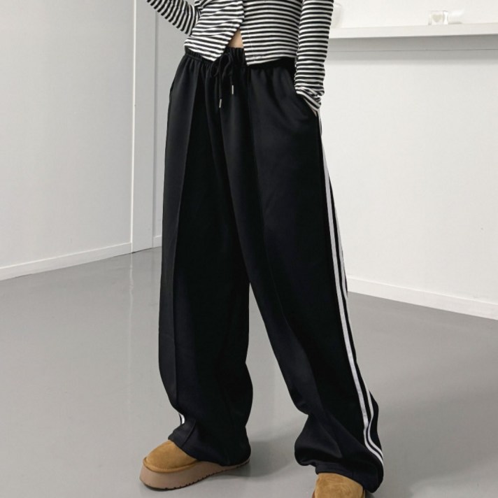 라라온 여성용 밴딩 와이드 트랙 팬츠 트레이닝 바지 TSP2889