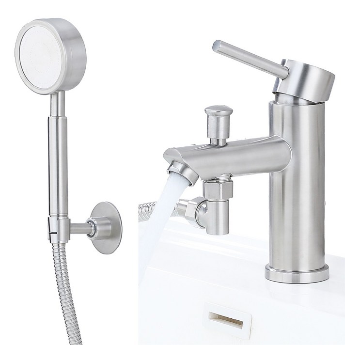 준앤코 HF01 스테인리스 세면샤워수전 샤워겸용 세면대 수도꼭지 원홀, 1개