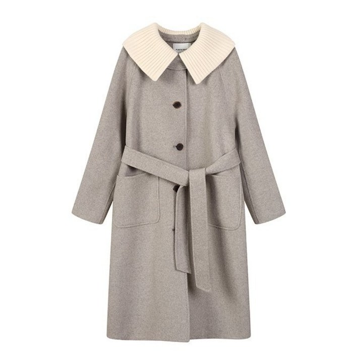 플라스틱아일랜드 여성용 니트카라 반핸드메이드 코트 PR4HC583