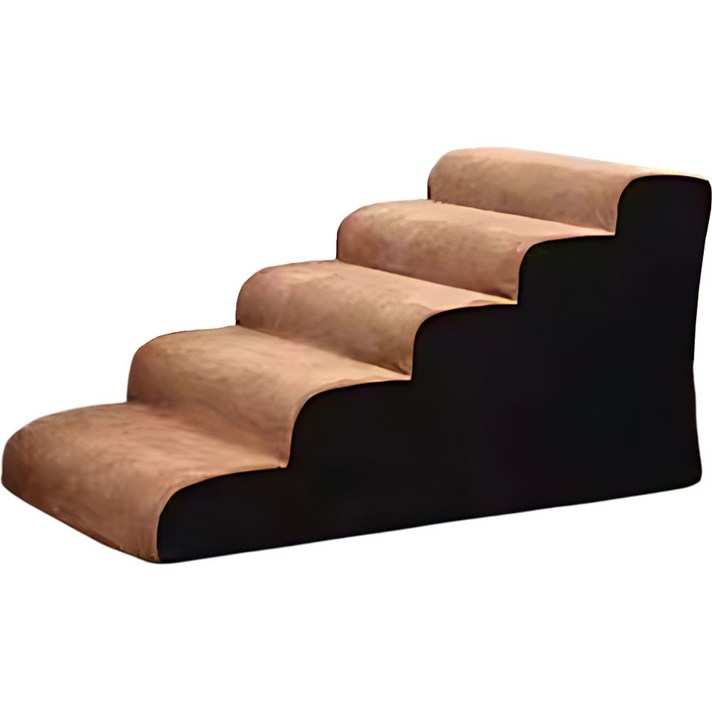 POOPY 푹신하고 안전한 펫 강아지 계단 4단 애견 침대 논슬립 슬개골 보호 탈구예방, 브라운