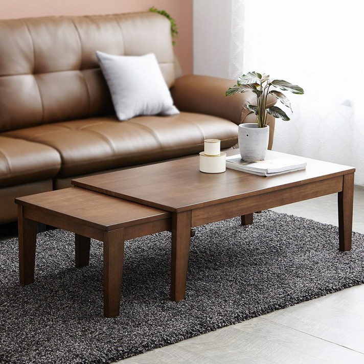 리비니아 제니 슬라이딩 확장형 원목 좌탁 거실 커피 소파테이블, 월넛