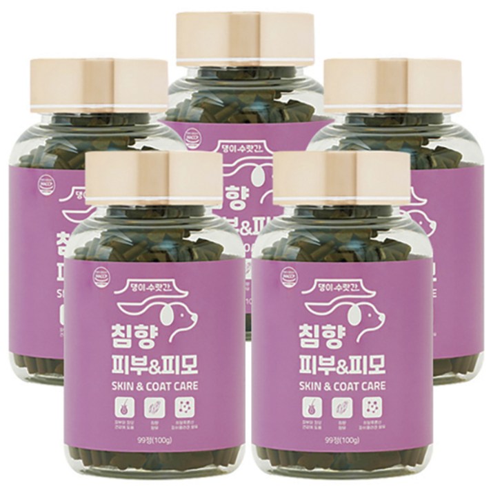 강아지 피부병 곰팡이성 피부염 피부영양제 발습진 아토피 모낭충 댕이수랏간 침향 피부피모 100g, 5개, 피부피모