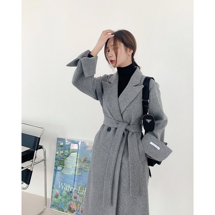 라우드 윈터데이 벨트 스트랩 롱 더블코트 4499 루즈핏 오버핏 모직 겨울 울코트