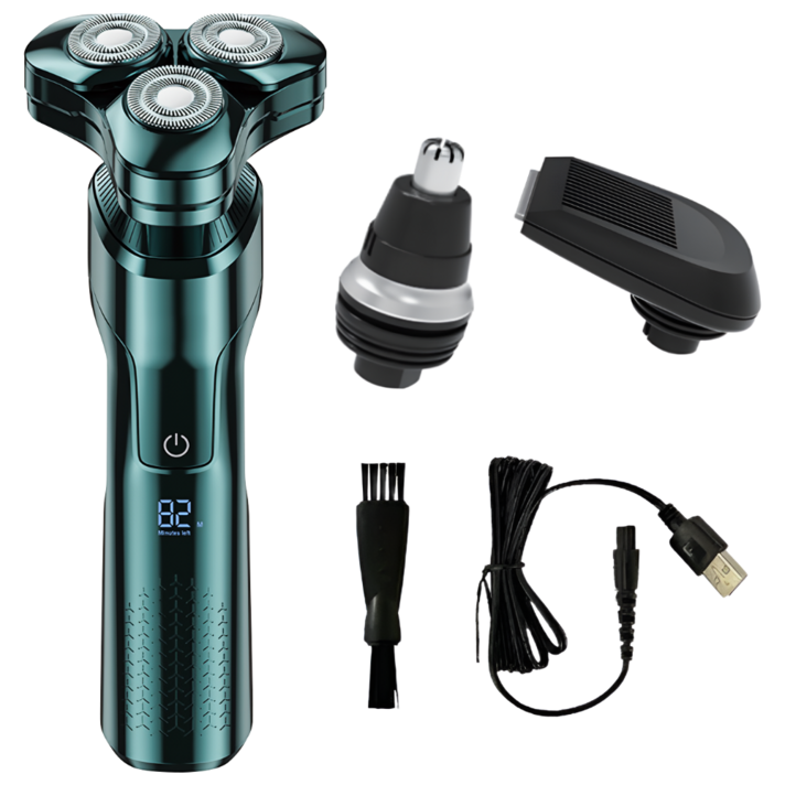 POLIIN 전기 면도기 완전 방수 IPX7 등급 C타입 충전 남자 전동 면도기 KS0272, 토브 그린