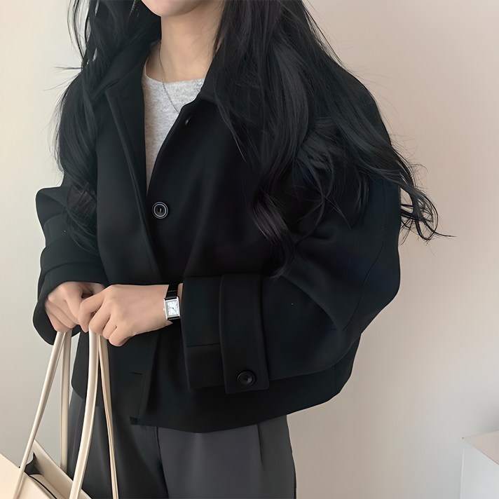 레티고 여성 데일리 카라 캐주얼 하프 자켓 코트