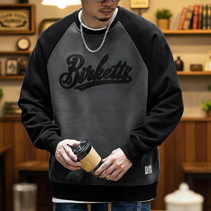 스몰더 남자 오버핏 래글런 투톤 배색 맨투맨 티셔츠 1960