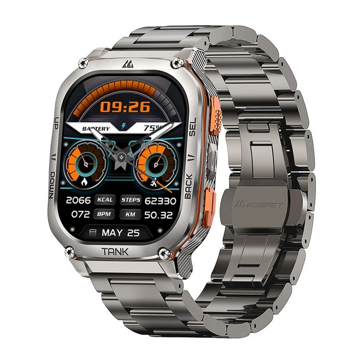 KOSPET TANK M3 Ultra  듀얼 주파수 GPS, 5ATM 방수, IP69K 군사 인증, 메탈 스트랩, AMOLED AOD, 블루투스 통화