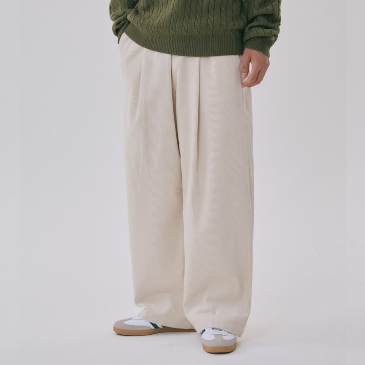 에이지오디 원턱 와이드 코듀로이 밴딩 팬츠 데일리 남녀공용 빅사이즈 겨울 보온 방한 캐주얼