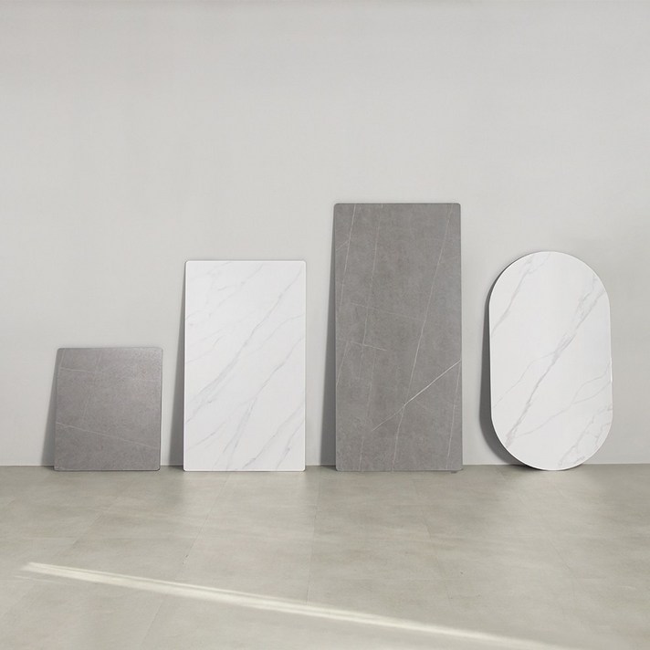 라로퍼니처 포세린 통 세라믹 식탁 테이블 상판만 2인 4인 6인 사각 원형 타원 프레임, 다리 제외, 타원 화이트