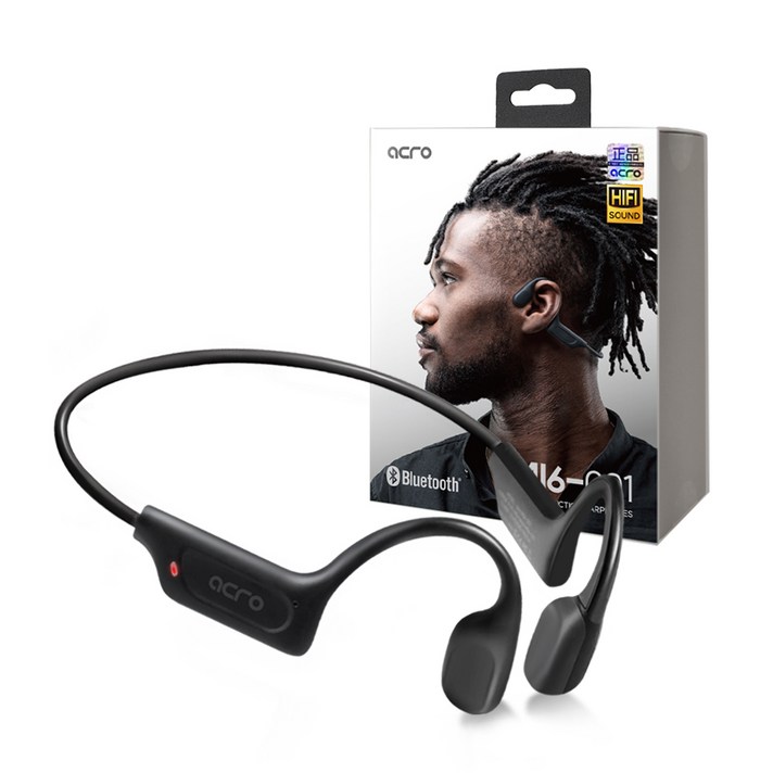 ACRO 골전도 블루투스 무선 이어폰 MI6001 오픈형 스포츠 러닝, 블랙