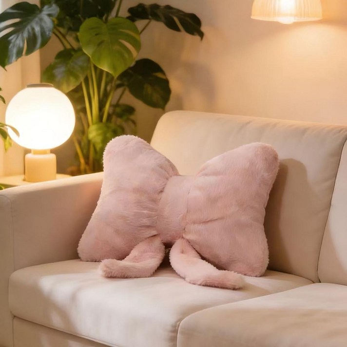 스타업 귀여운 허리 쿠션 리본 쇼파 의자 장식 방석 인형 쿠션