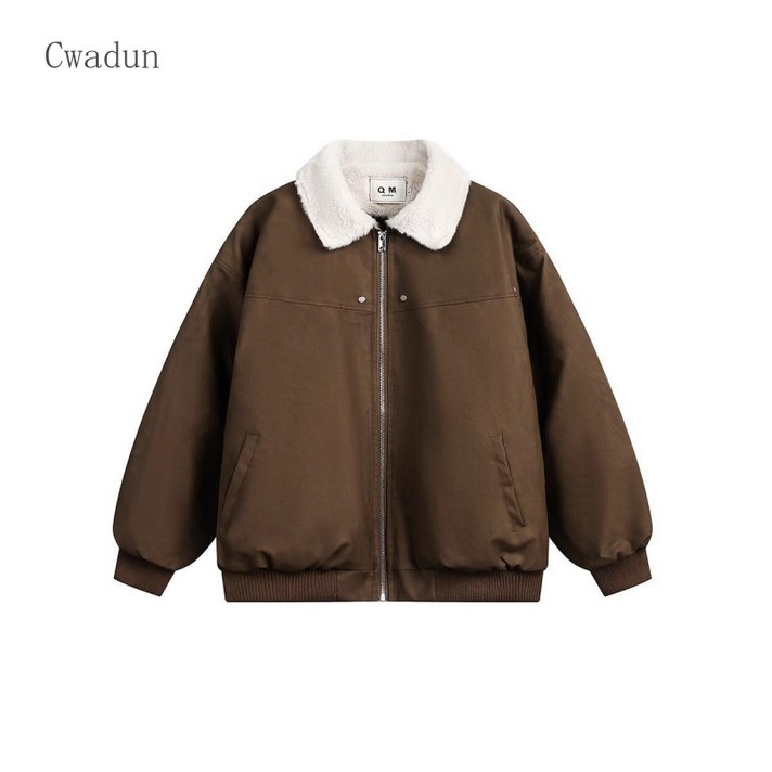 Cwadun 겨울 느슨한 가죽 코트 코튼 코트 패션 툴링 코트 AS756