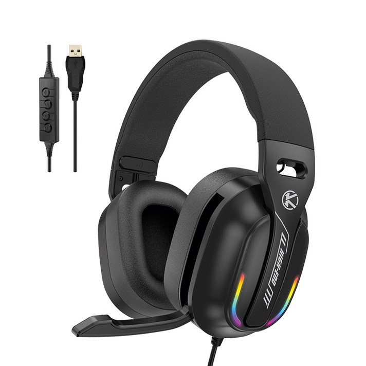 스피세프 USB 7.1 RGB ENS 노이즈캔슬링 컴퓨터 게이밍 마이크 헤드셋, 블랙