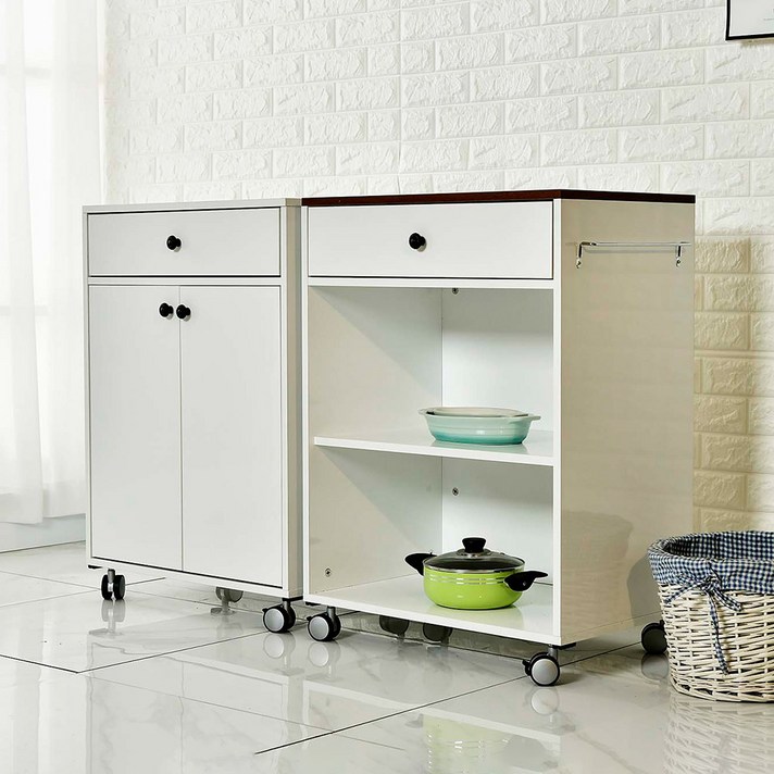 손잡이 이동식 주방 수납장 조리대 보조 테이블 미니 원룸 틈새 좁은 간이 수납 정리대