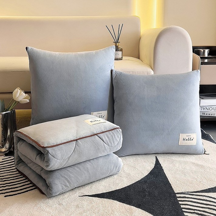 IEDUOS양면 소프트 기모 쿠션 이불 사무실 점심시간 패딩 도톰 담요 차량용여행용아웃도어휴대용 두꺼운 이불