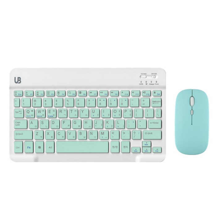 UB BK1 블루투스 무선 키보드마우스 세트, 텐키리스, 그린 세트, BK1