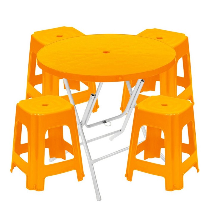플라스틱테이블 야외테이블 편의점 포장마차 간이 접이식 테이블 의자 세트, 옐로우
