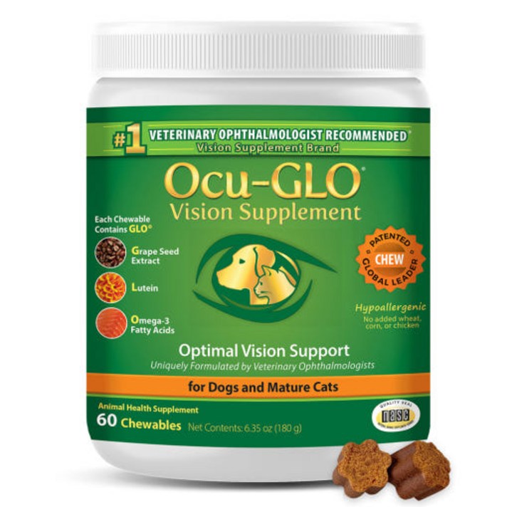 오큐글로 츄 소형견 강아지 고양이 오메가3 루테인 60정