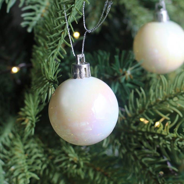 왓위셀 오로라 투명 오너먼트투명 화이트 핑크 홀로그램 크리스마스 트리 장식, 12개, 화이트 오로라