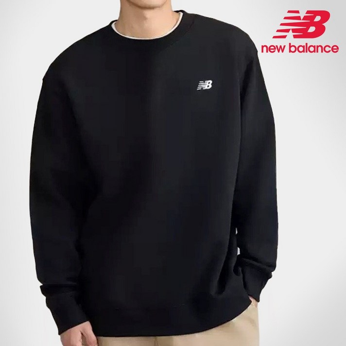 백화점 뉴발란스 맨투맨 스몰로고 루즈핏 남성 여성 커플 세미 오버핏 긴팔티