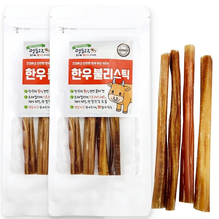 멍도락 한우불리스틱 천연콜라겐 오래먹는껌 100한우우신 강아지수제간식