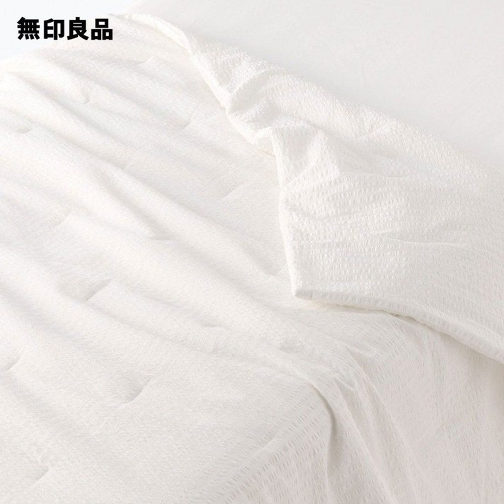 무인양품 면 사커직 얇은 이불 싱글 140x190 cm 흰색