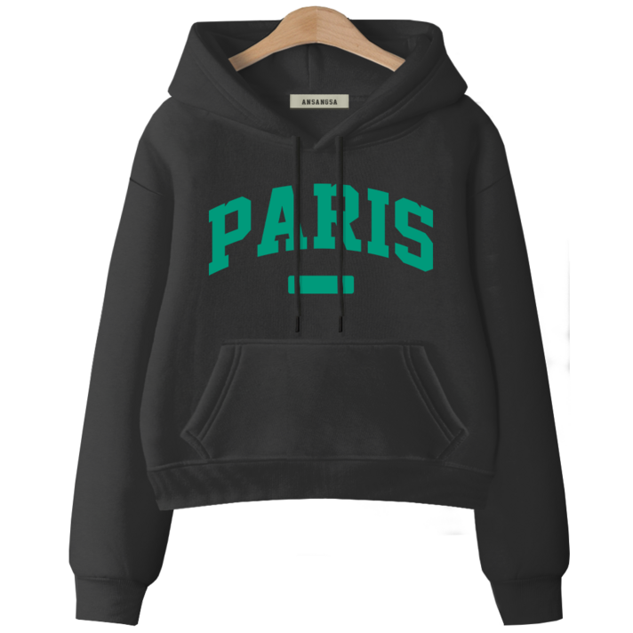 ANSANGSA 파리프랜치A 여성 semi크롭 루즈핏 후드 스웨트셔츠