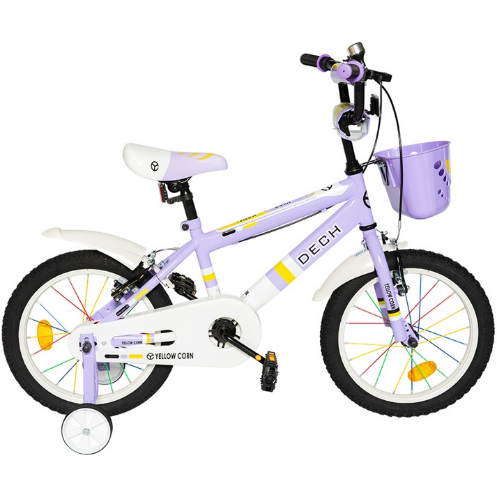 옐로우콘 아동용 데크 18형 네발 보조 바퀴 자전거, 퍼플, 126cm 20231209