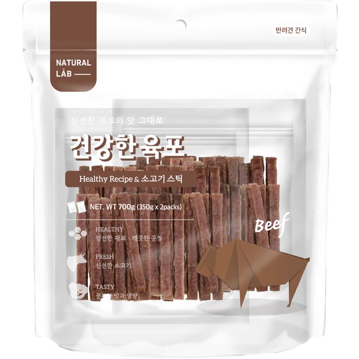 네츄럴랩 강아지 건강한 육포 간식 스틱, 소고기, 700g, 1개