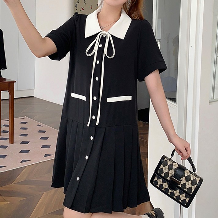 페이퍼먼츠 스쿨룩 뿜뿜 냉감 통기성 플리츠 미디 원피스 22329 빅사이즈 포함