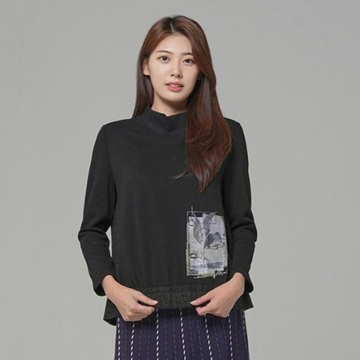 크로커다일레이디 여성용 브이넥 스타일 밑단 셔링 티셔츠 CLCWTS108