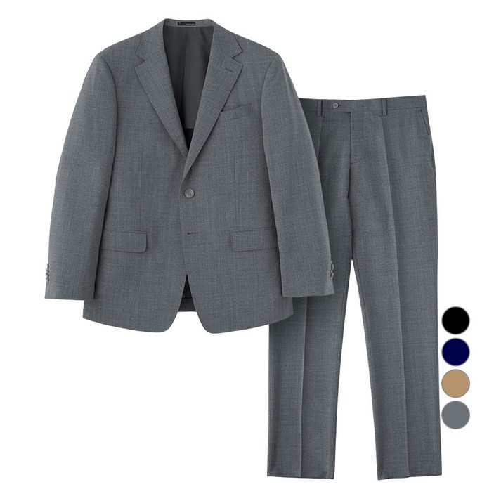 맨잇슈트 남성용 베이직 솔리드 춘하 스트레치 정장 재킷 + 팬츠
