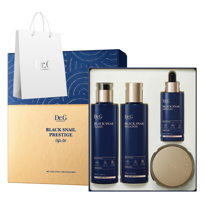 닥터지 블랙 스네일 프레스티지 토너  에멀전  앰플  크림 50ml  쇼핑백 4종 세트, 1세트