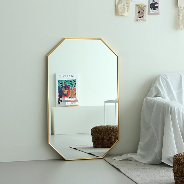 어썸프레임 알루미늄 팔각 거울 600 x 1000 mm, 골드 20230217