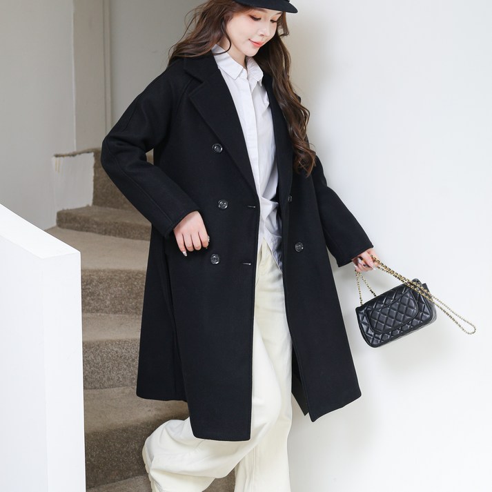 죠니제리 여성 겨울 카라넥 롱 코트 울혼방 카라넥 루즈핏