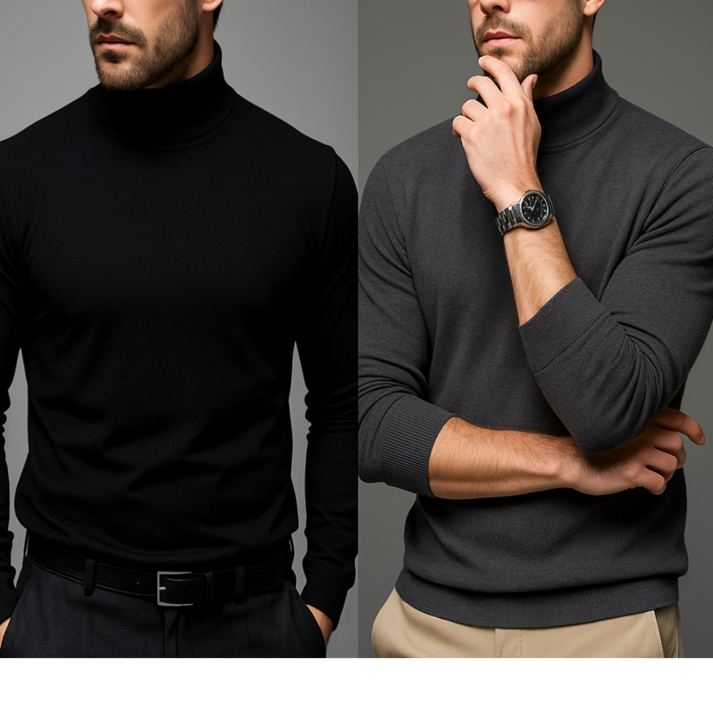 팡마스터 남자 기모 목 폴라 티 터틀넥 작업복 1+1