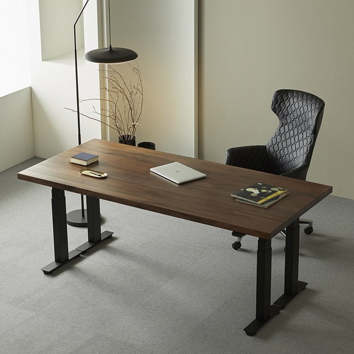 에렉투스 하드우드 원목상판 리낙 쿼드 모션데스크 월넛 1600x800x45 프리미엄