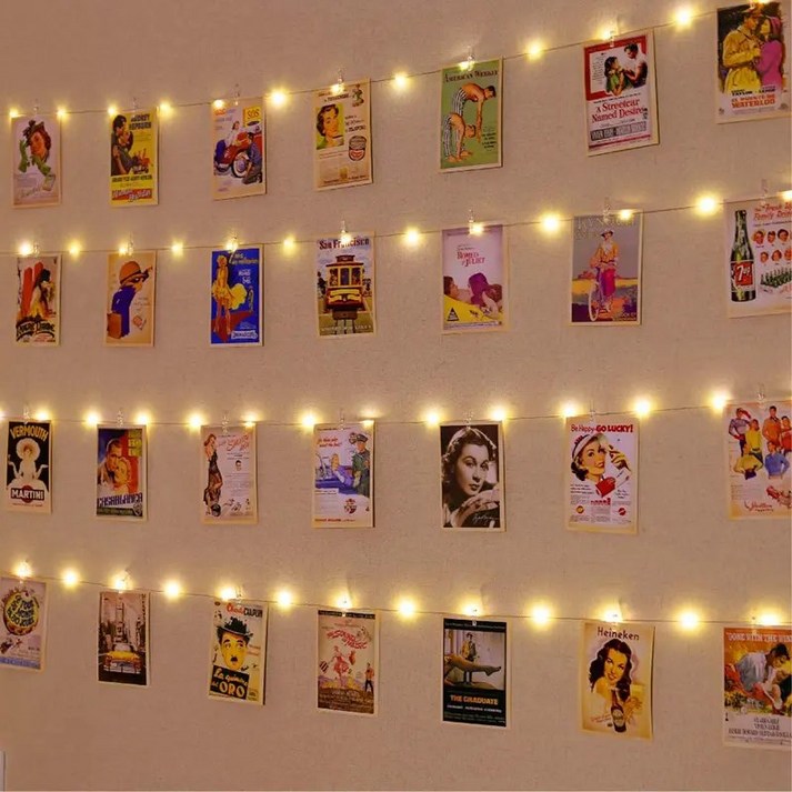 도르 인생네컷 LED 집게 사진걸이 2m, 주광색, 1세트