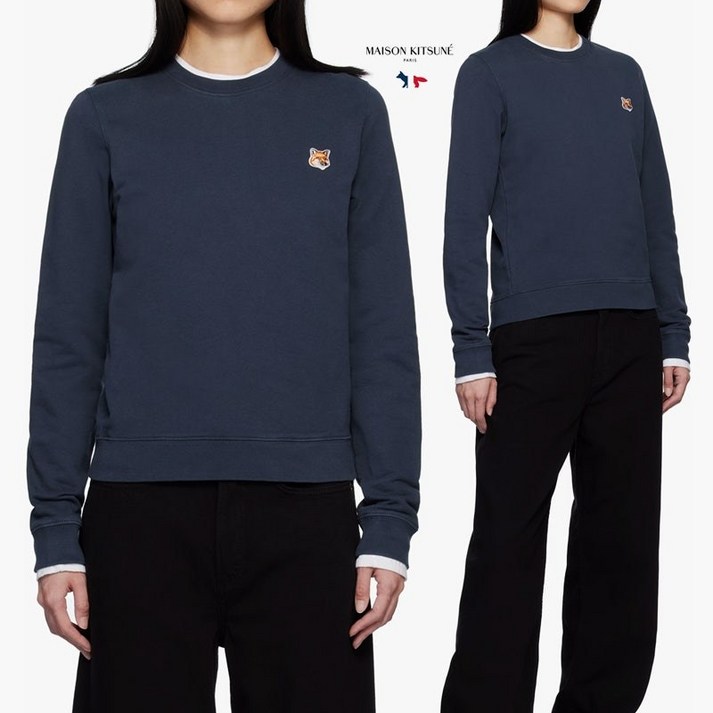 메종키츠네 FOX HEAD 패치 레귤러 크루넥 여성 맨투맨 P476