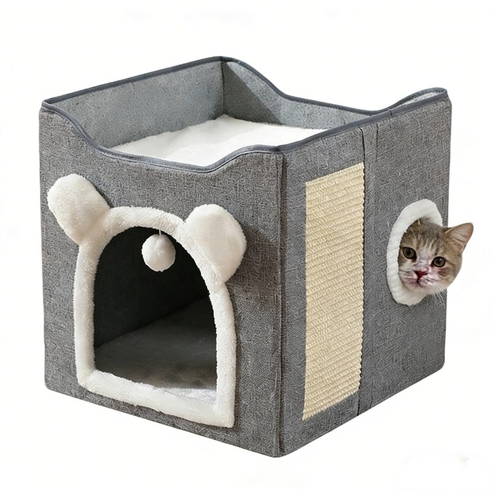 접이식 고양이 숨숨집 큐브 스크래쳐 미니 캣타워 하우스
