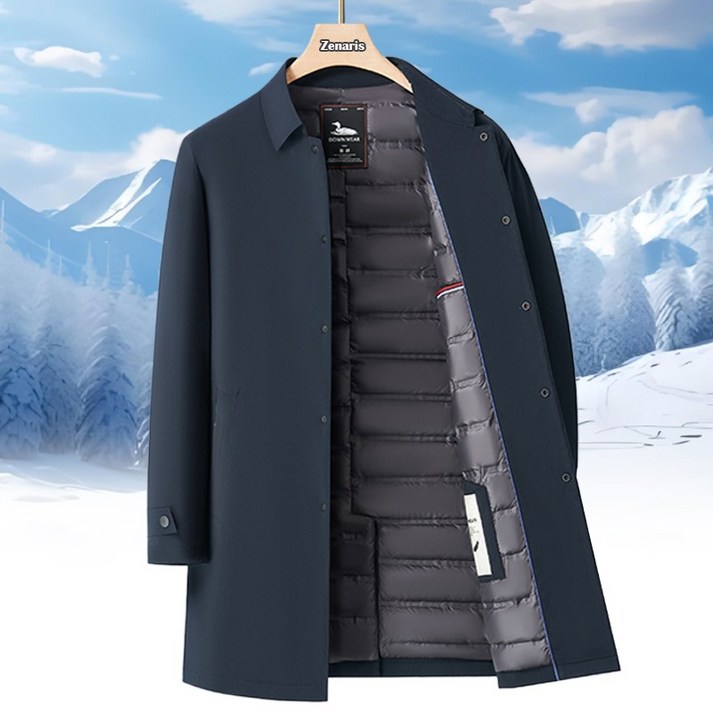 Zenaris 중년 남성 트렌치 하프 패딩 블레이저 카라넥 정장 코트 비즈니스 따뜻한 겨울 아우터