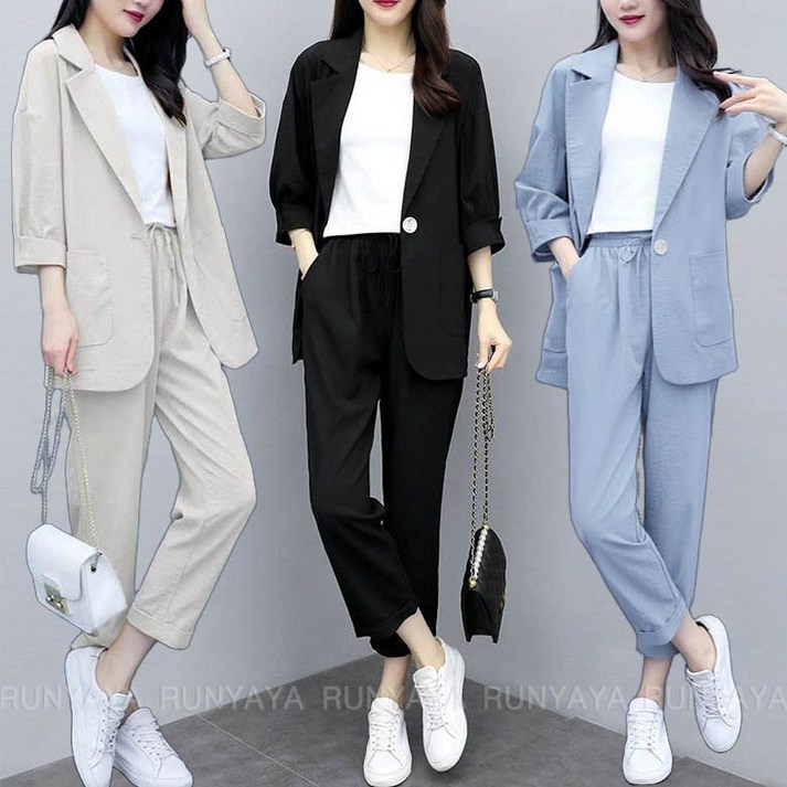 봄 여름 정장 셋업 베이직 팬츠 + 정장 자켓 세트 면접 상하의 캐주얼 상하의 빅사이즈 D99U