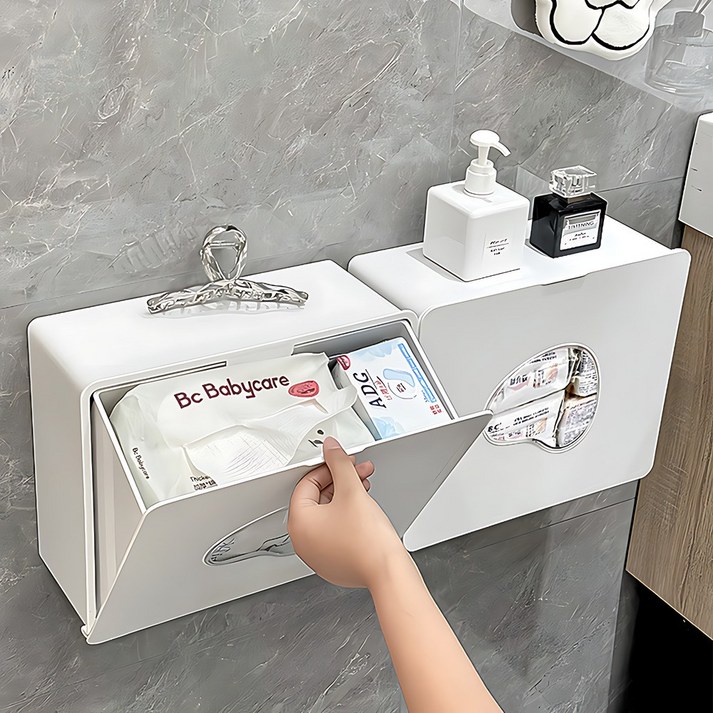 홈비 이지오픈 무타공 다용도 욕실선반 화장실 수납함, 화이트