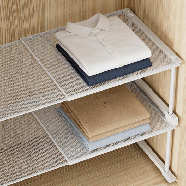 적층형 길이조절 선반 옷장 정리 선반 확장형 펀칭 수납정리대 다용도 수납 선반