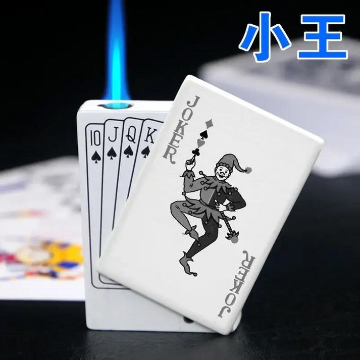 에이스 오브 스페이드 라이터 금속 카드 놀이 제트 토치 터보 부탄 가스 창의적인 방풍 야외 남성 장난감