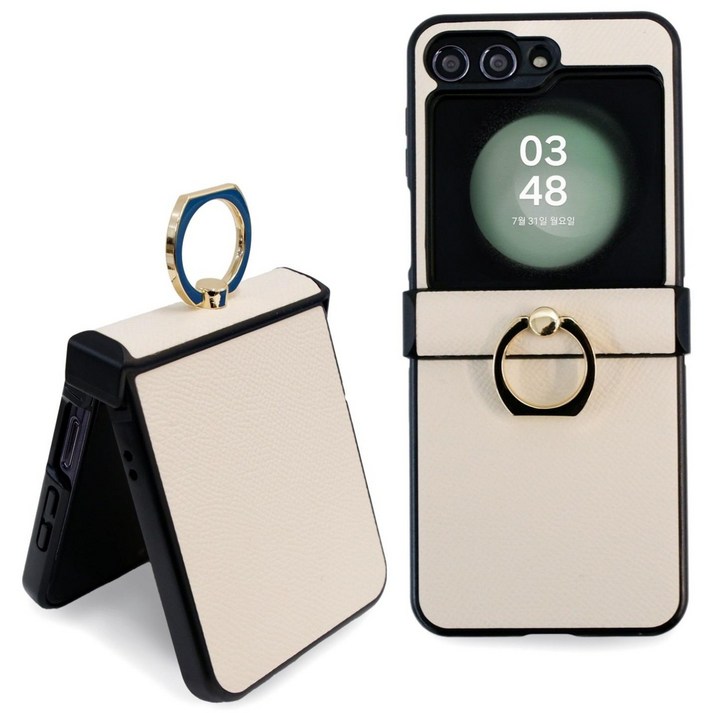 리네시 갤럭시 호환 Z플립3 4 5 6 지플립 힌지보호 가죽 링 핸드폰 케이스