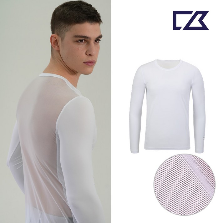 커터앤벅 남성 골프 냉감 이너웨어라운드넥등메쉬  CBM3MIW364