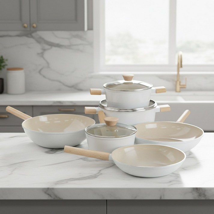 로얄스타 KU 인덕션 겸용 세라믹 코팅 냄비 팬 6종세트 (18cm편수+20cm양수+24cm곰솥+24cm후+28cm후+28cm궁), 기본, 1개