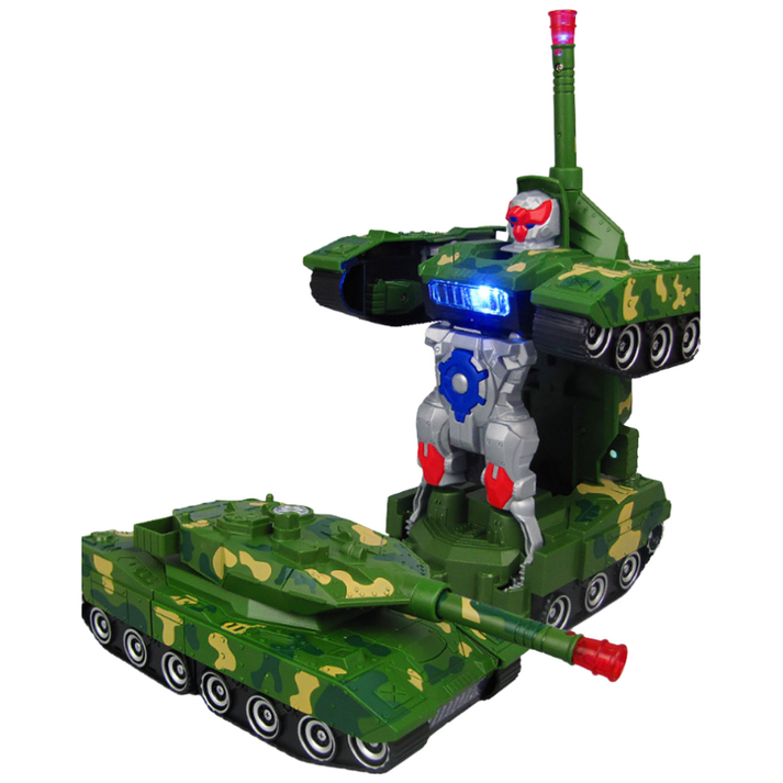 LED 밀리터리 탱크 변신 로봇 장난감, 변신 탱크 로봇, 1개