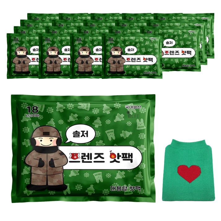 국내생산 인라이프 부직포 솔저 프렌즈 대용량 핫팩 150g x 20p 주머니 랜덤발송 세트, 1세트 국내생산 인라이프 부직포 솔저 프렌즈 대용량 핫팩 150g x 20p 주머니 랜덤발송 세트, 1세트